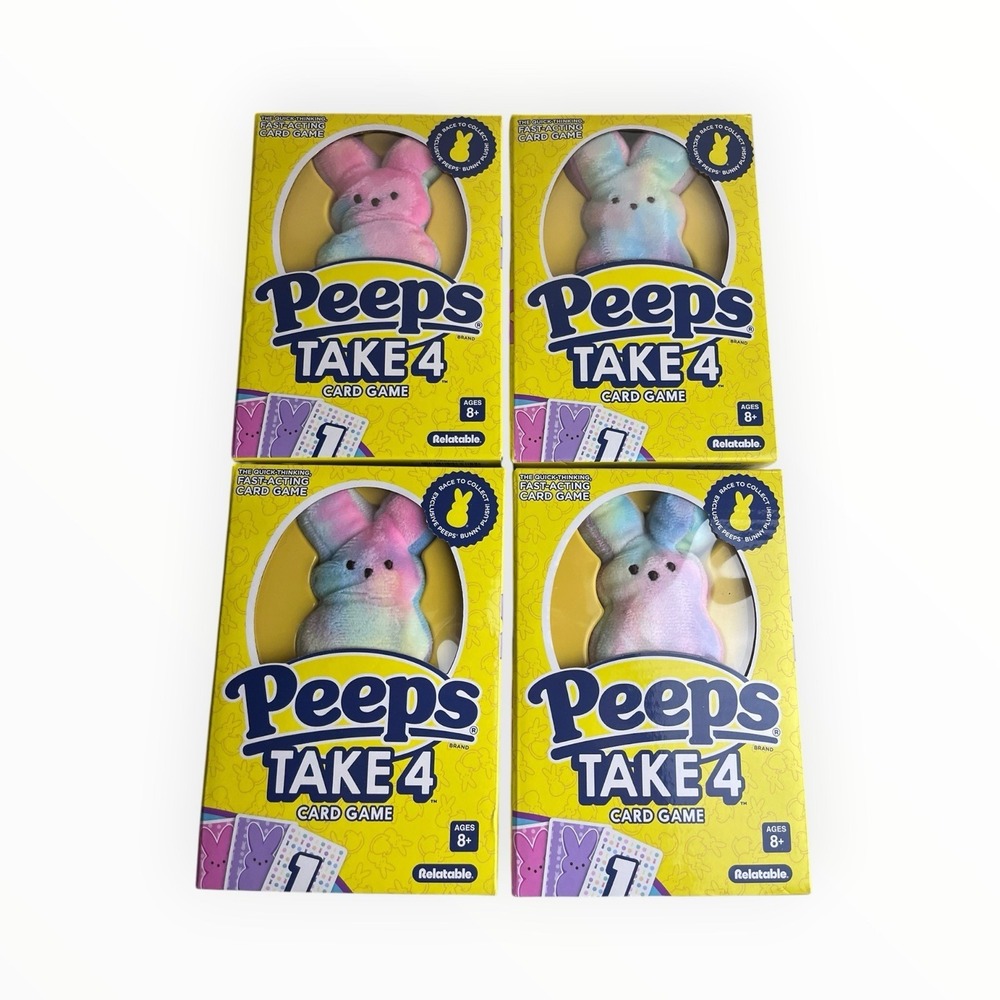 Lot Of (4) NEW Peeps Take 4 Card Game EXCLUSIVE Bunny Plush 8+